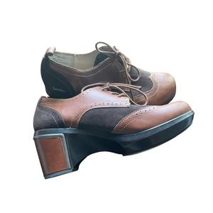 Jambu Brown Leather Lace-Up San Fran Encore Oxford Heels Size 8.5